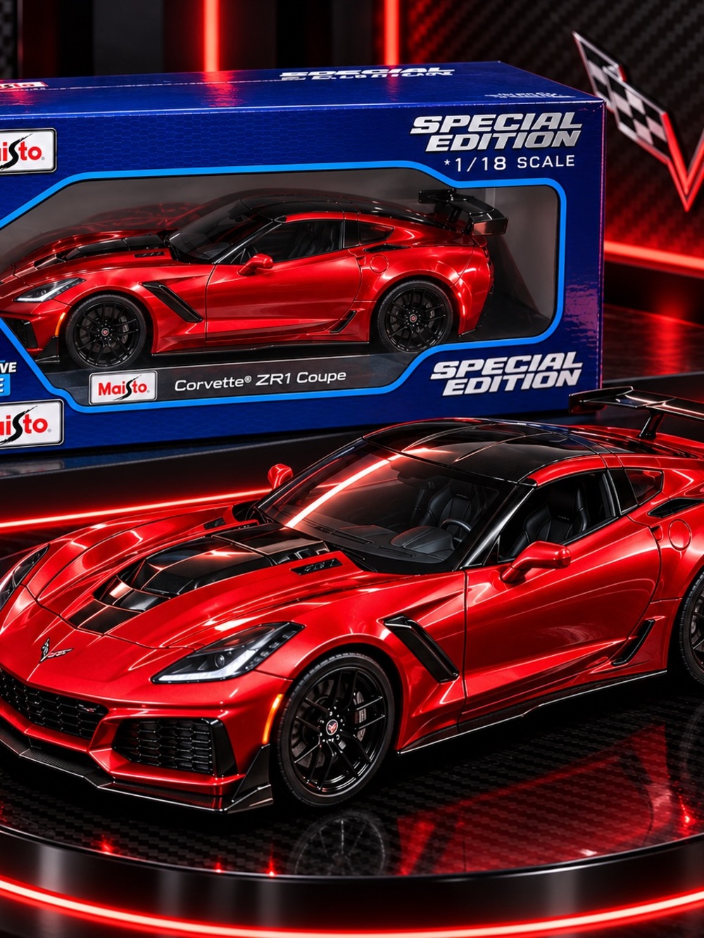 Maisto 1:18 Chevrolet Corvette ZR1 Coupe Red Diecast Model Special Edition